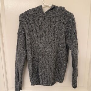 GAP Kids Gray Hooded Cable Knit Sweater